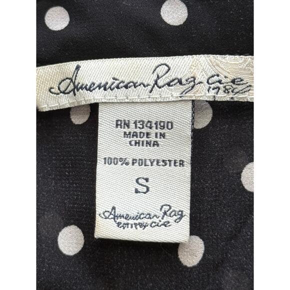 AMERICAN RAG Sz S Black & White Polka Dot Lace Shoulders Button Up Sheer | GUC - Picture 4 of 9